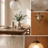Lampada a Vintage in Ottone e Vetro Smerigliato