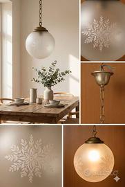 Lampada a Vintage in Ottone e Vetro Smerigliato