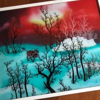 Quadro naif sotto vetro, anni 70