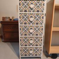 Cassettiera in legno 5 scomparti 