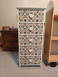 Cassettiera in legno 5 scomparti 