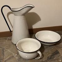 Set brocca catino e vaso smaltati