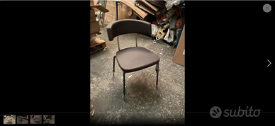 1 Sedia Connubia Calligaris ecopelle Moka cromata
