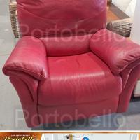 Poltrona relax in pelle rosar onde colore rossa 95