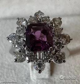 ANELLO ORO 18kt. CON DIAMANTI E RUBINO NATURALI