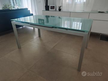 Tavolo Bontempi alluminio e vetro