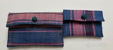 Set 2 Pochette Artigianali Etniche in Paglia Intre