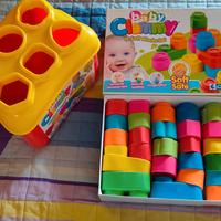 Gioco cubi morbidi e box formine