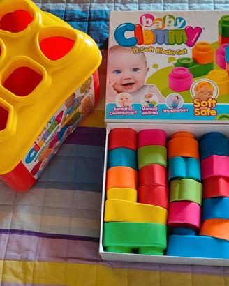 Gioco cubi morbidi e box formine