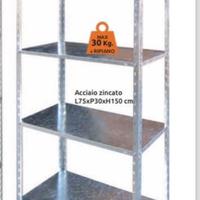 Scaffale 4 ripoani ZIP accisio sinxwto 75x30xh150