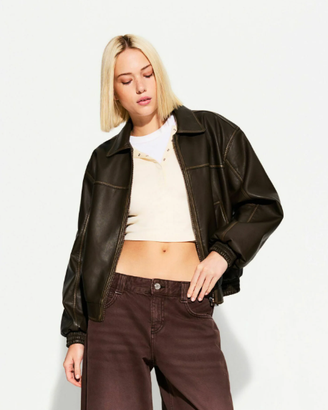 Giacca ecopelle Bershka marrone