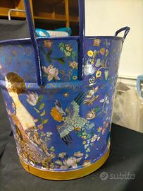 ANTICA TINOZZA CON TRE MANICI DECORATA A MANO