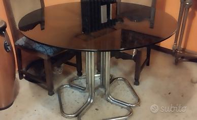 Tavolo tondo vintage di cristallo