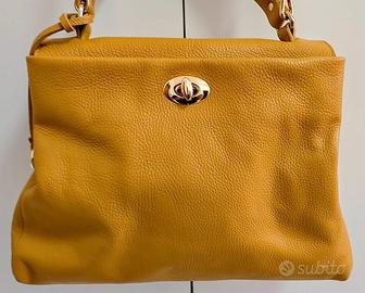 Borsa da donna vera pelle colore senape Melluso.