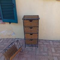 Mobiletto vimini e portariviste