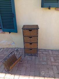 Mobiletto vimini e portariviste