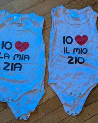 Body bimba i love zia zio taglia 6-9 mesi