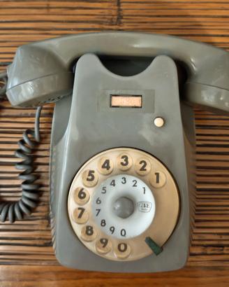 Telefono vintage a disco bigrigio da parete