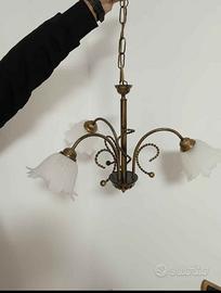 lampadario vintage con lampade da comodino incluse