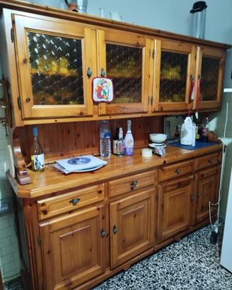 Credenza con alzata in pino massello