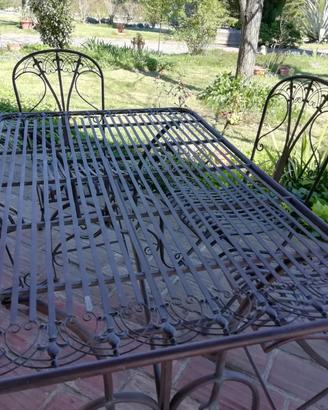 Tavolo+4 sedie pieghevoli per giardino in ferro