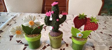3 Piantine decorative in stoffa 