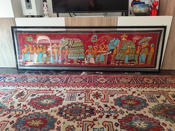 batik originale indiano in cornice con doppio vetr