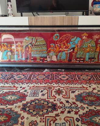 batik originale indiano in cornice con doppio vetr