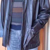 Giacca in pelle da uomo nera