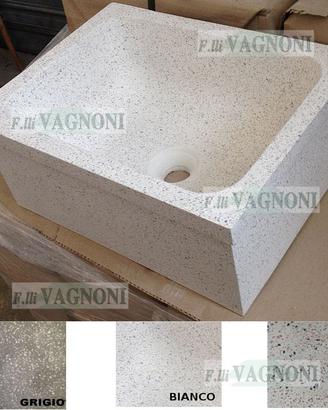 Lavandino in cemento e graniglia di marmo levigata