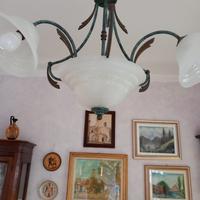 Lampadario in ottone e vetro