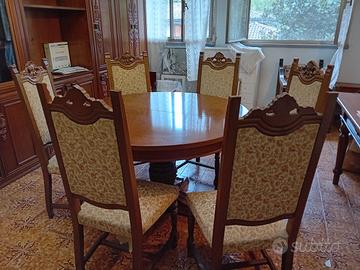 tavolo con 6 sedie vintage