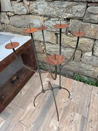 Candelabro da terra in ferro con 6 fuochi