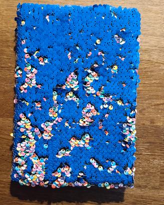 Quaderno con paillettes multicolore a righe 
