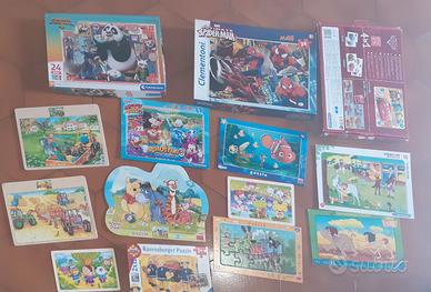 Lotto 18 puzzle bambini 3/5 anni+ scatola cars