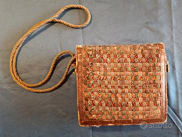 Borsa vintage pelle serpente pitone intrecciata 