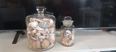 vasi in vetro con conchiglie 🐚