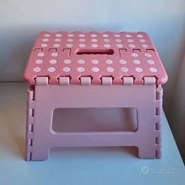 Sgabellino pieghevole plastica rosa portatile