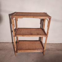 Mobiletto in bambù e vimini anni '70