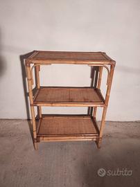 Mobiletto in bambù e vimini anni '70