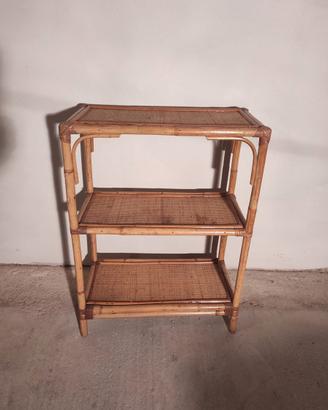 Mobiletto in bambù e vimini anni '70