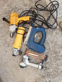 Trapano, smerigliatrice, sparachiodi e cucitrice