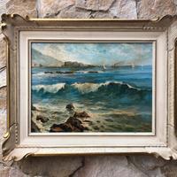 Quadro -Marina Di Napoli- dipinto a olio su tavola