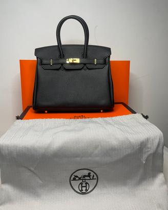 Borsa Hermé Birkin Nera Hardware Dorato