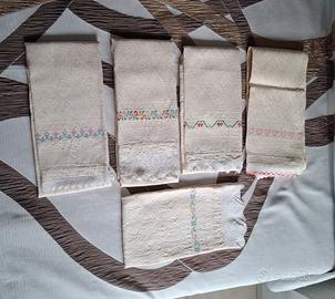 Set asciugamani teli bagno vintage ricamati a mano