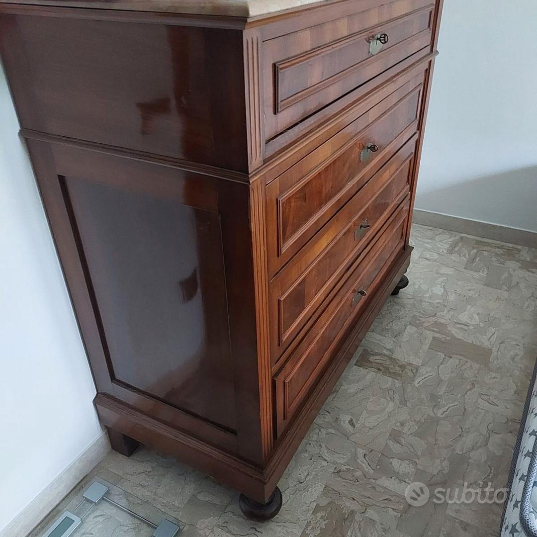 Cassettiera Bianca A 7 Cassetti – Comò In Legno Con Maniglie Vintage, Cassetti Di Diverse Dimensioni, Mobile TV Per Soggiorno E Camera Da Letto