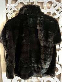 Gilet nero lucido in pelliccia tg. 44/46