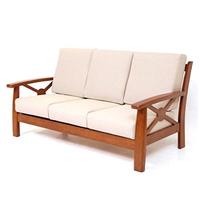 Divano 3 posti in legno massello con cuscini