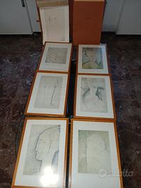 Lotto 6 Litografie Modigliani con cartella origina