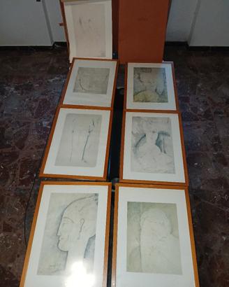 Lotto 6 Litografie Modigliani con cartella origina